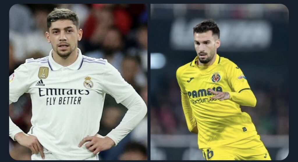 Real Madrid Fede Valverde punches Villarreal's Baena
