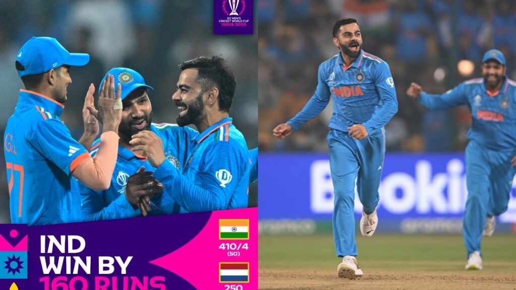 Cricket World Cup 2023_ India beat Netherlands in 160-run win