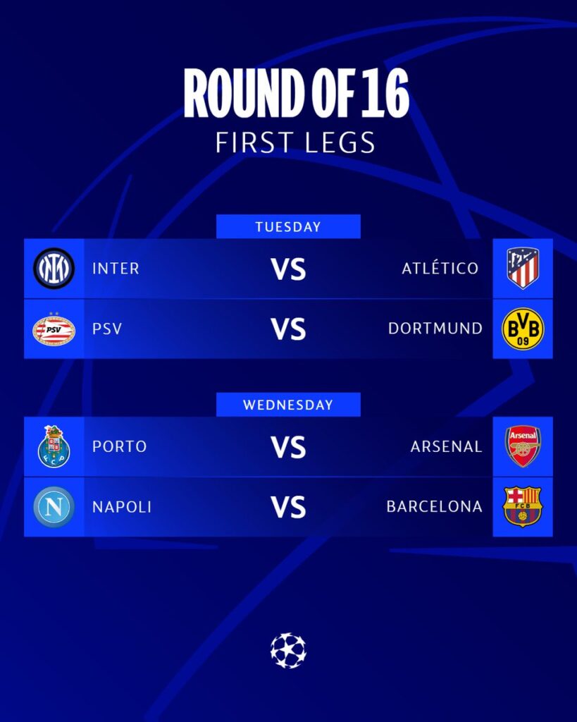 Champions League fixtures this week