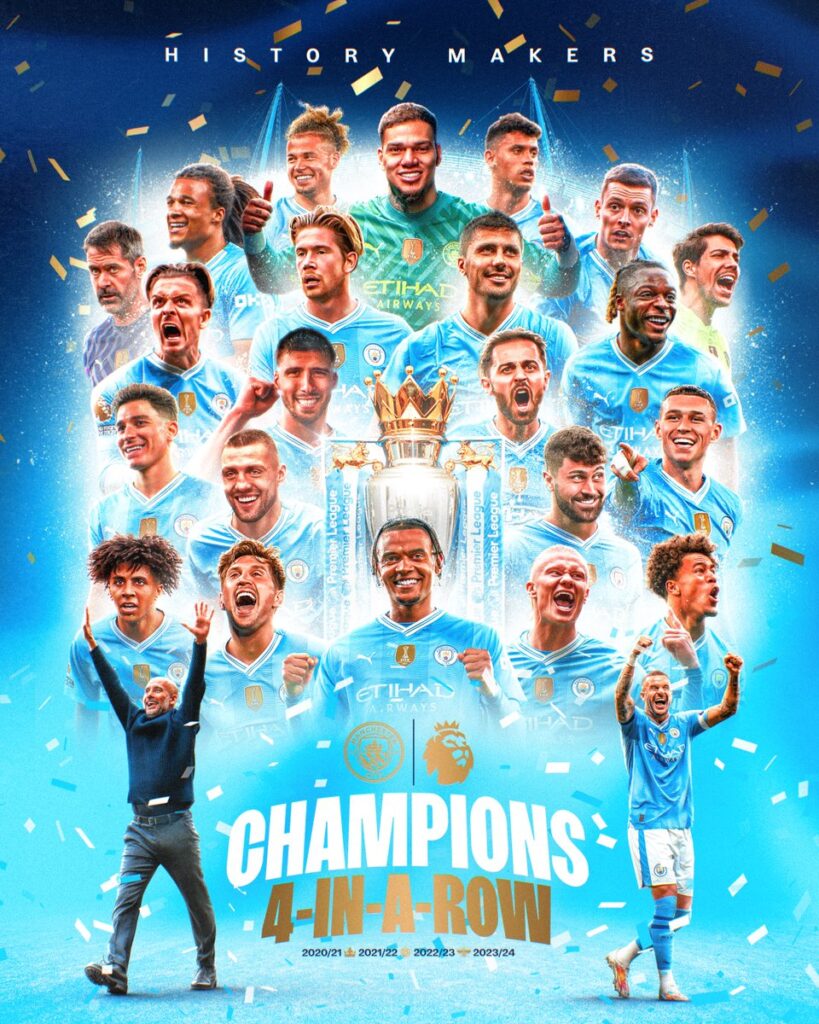 Manchester City won 4th EPL title in a row