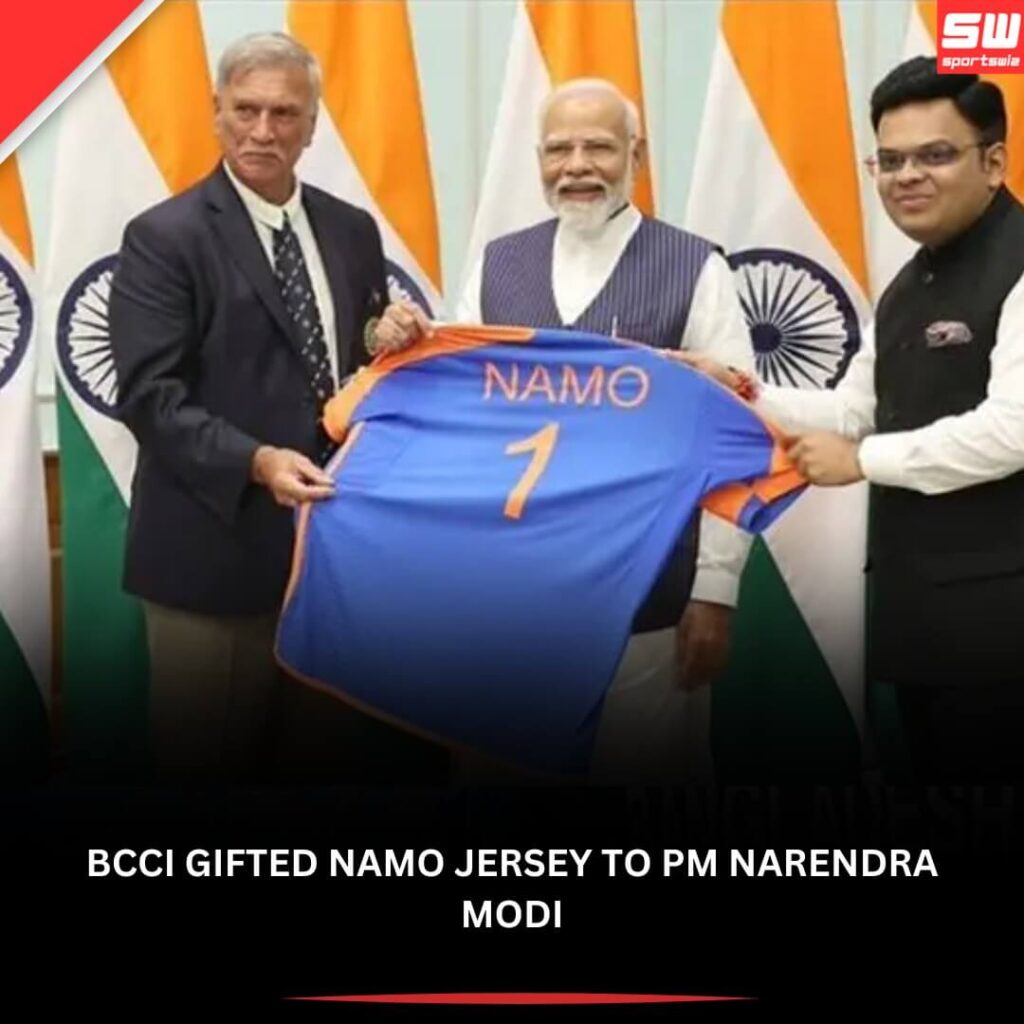 PM Modi gets Team India jersey as Sharma, Kohli lead celebrations