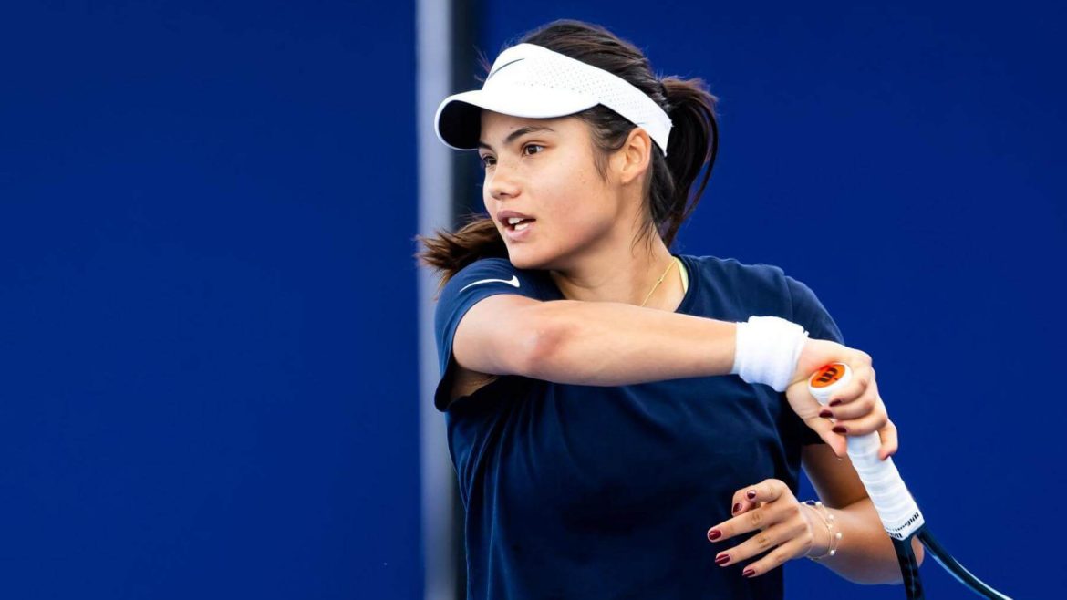 Britain's Emma Raducanu hits a shot at a recent tournament in file photo. Raducanu to play at Indian Wells, gets extra security personnel