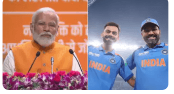 India PM Narendra Modi (left) lauded veteran cricketers Virat Kohli (second from right) and Rohit Sharma (right)  for leading India win the Champions Trophy 2025. PM Modi: India-Pakistan cricket rivalry's recent results says it all