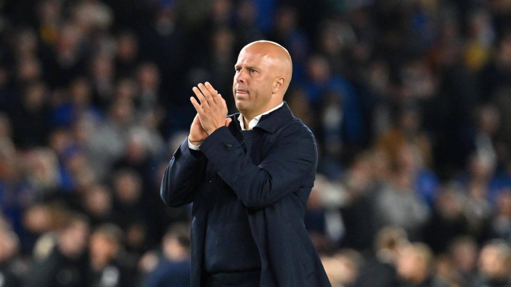 Liverpool manager Arne Slot lauds his player in one play during the Reds' match against Brighton on Monday. Brighton vs Liverpool match has Seagulls keep European spot alive