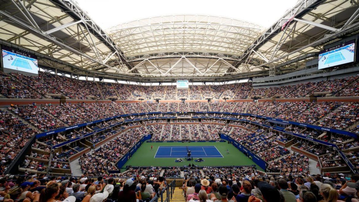 An aerial view of a fully packed Arthur Ashe Stadium in New York is shown in file photo. US Open venue to get overhaul under USD800 million project