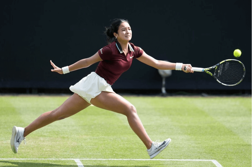 Alexandra Eala from the Philippines stretches for a shot in her match against Dayana Yastremska at the Lexus Eastbourne Open in file photo. Eala reaches Lexus Eastbourne Open semis, matches Miami stint