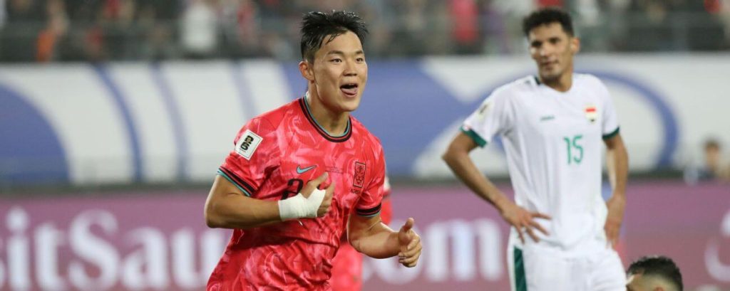 South Korea forward Oh Hyeon-gyu gestures after scoring a second goal that secured the taeguk Warriors' stint in FIFA World Cup 2026 in their 2-0 win over Iraq on Friday. South Korea nails FIFA World Cup 2026 berth; Jordan also made it