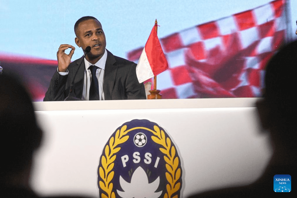 Indonesia coach Patrick Kluivert fields questions at a news conference in file photo.. Indonesia pursues chance of snatching FIFA World Cup 2026 berth