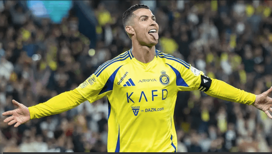 Superstar forward Cristiano ronaldo lets his tongue out at a maatch for Al Nassr in Saudi Pro League action in file photo. Ronaldo to stay at Al Nassr after Portugal's Nations League title win