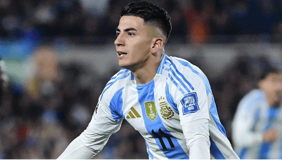 Midfielder Thiago Almada spreads his arms after he scored a late equalizer for Argentina against Colombia in their FIFA World Cup 2026 qualifying match in Buenos Aires on Tuesday. Almada late goal saves Argentina in draw vs Colombia; Messi starts