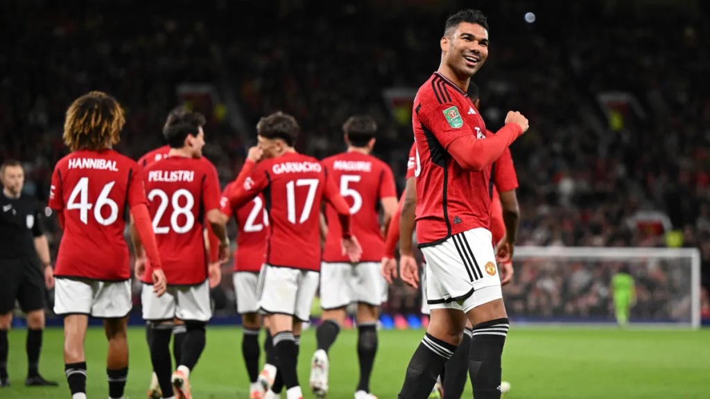 Our Crystal Palace vs Man United Predictions wil not be complete without highlighting Casemiro (right) and his scoring exploits with the Red Devils.