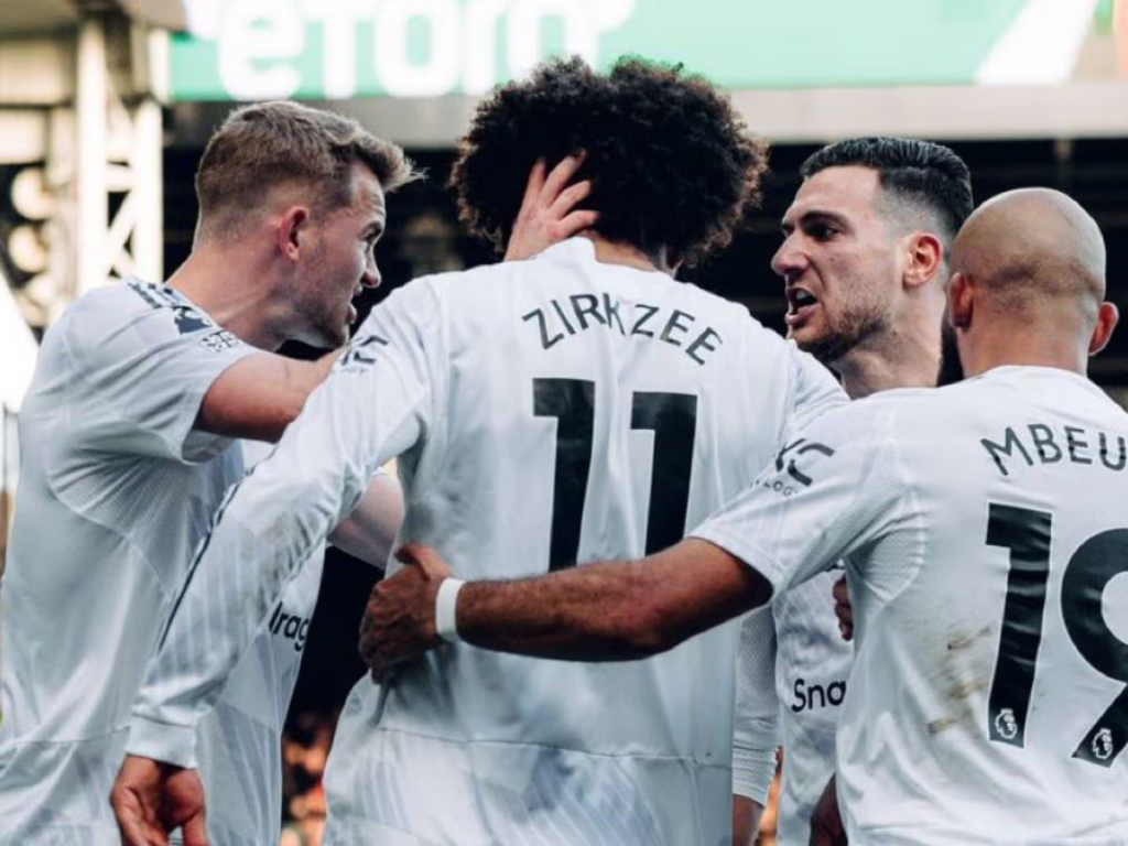 Our Crystal Palace vs Man United highlights showed  Joshua Zirkee (11, middle) being congratulated by his teammates after his goal triggered the Red Devils' comeback.